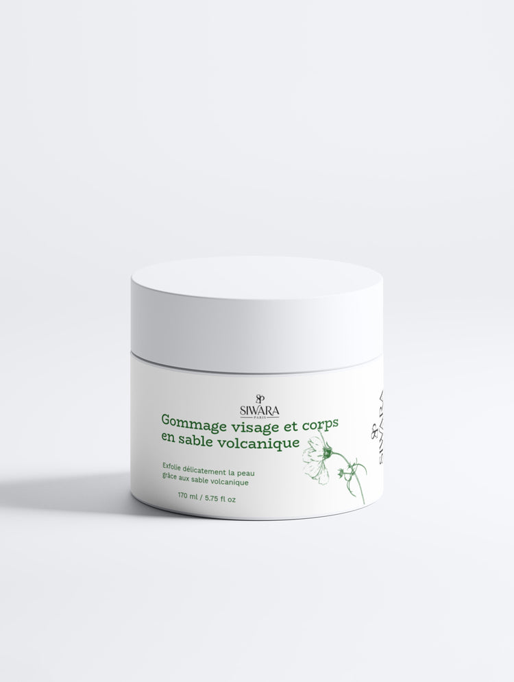 Gommage visage et corps sable volcanique naturel pour exfoliation profonde SIWARA PARIS