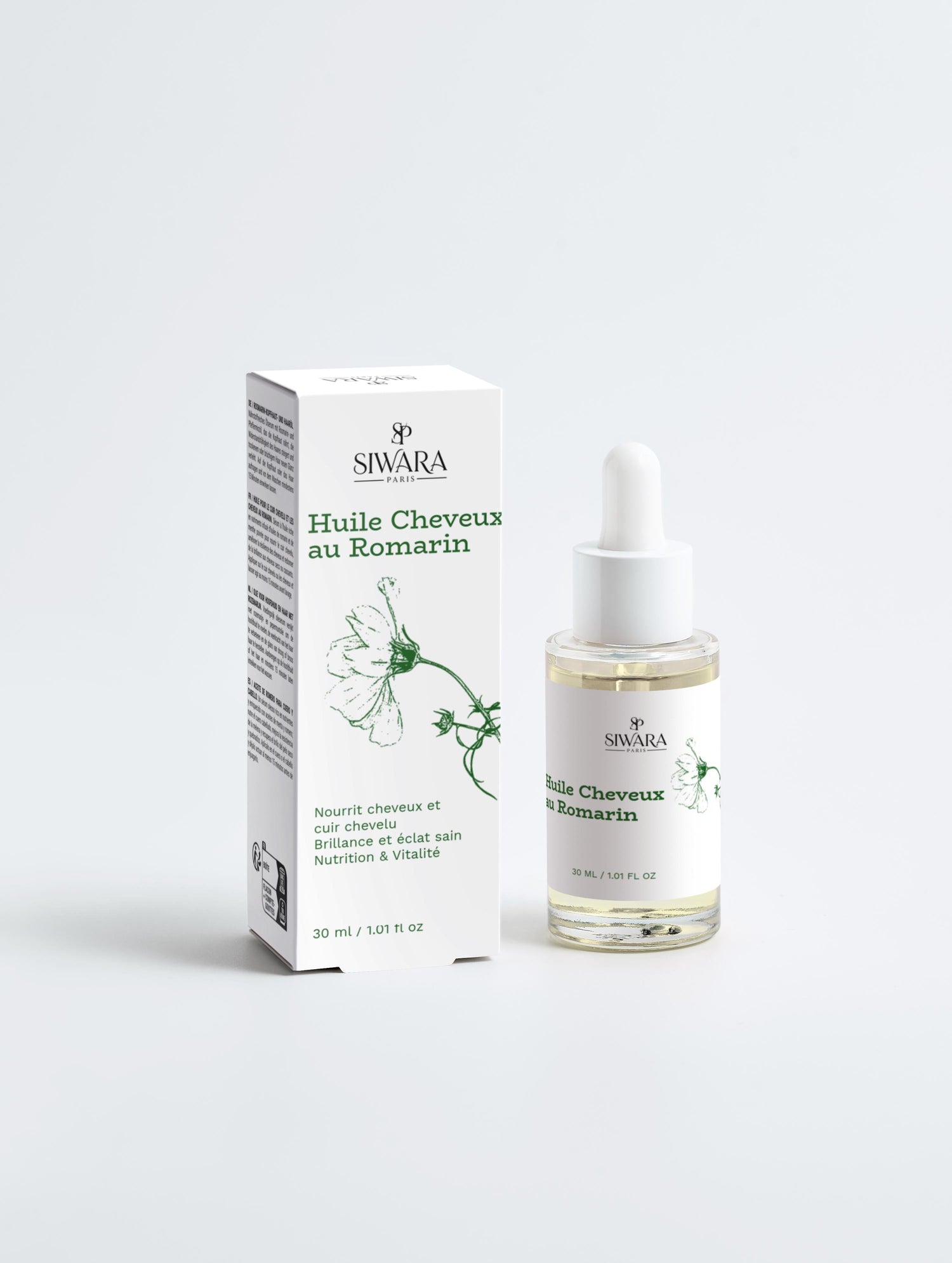 Huile cheveux bio romarin et menthe poivrée pour fortifier et nourrir le cuir chevelu