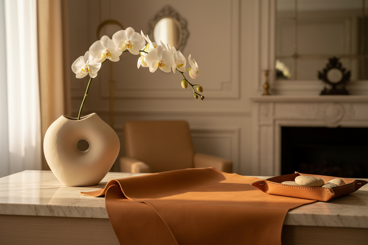 Bannière SIWARA PARIS - Orchidée et cuir