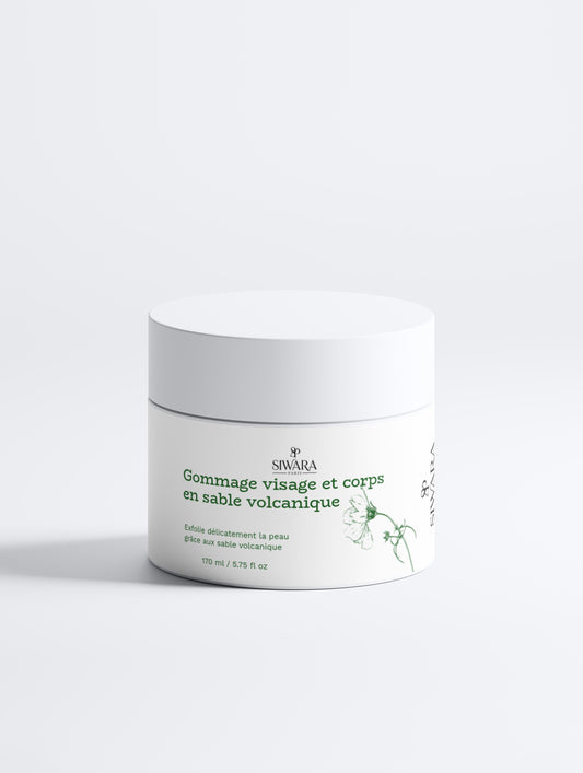Gommage visage et corps sable volcanique naturel pour exfoliation profonde SIWARA PARIS