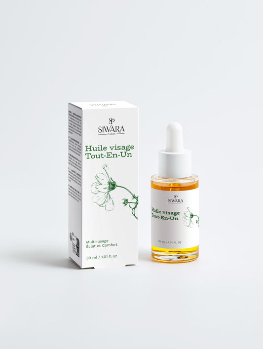 Soin visage huile végétale tout-en-un pour peau éclatante et nourrie SIWARA PARIS